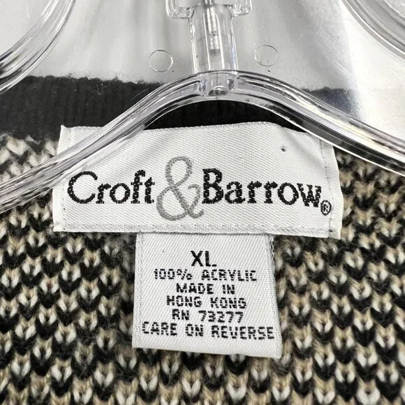 Croft & Barrow Checkered Knit Cardigan Button Up Black/Multi Size XL - Picture 8 of 8